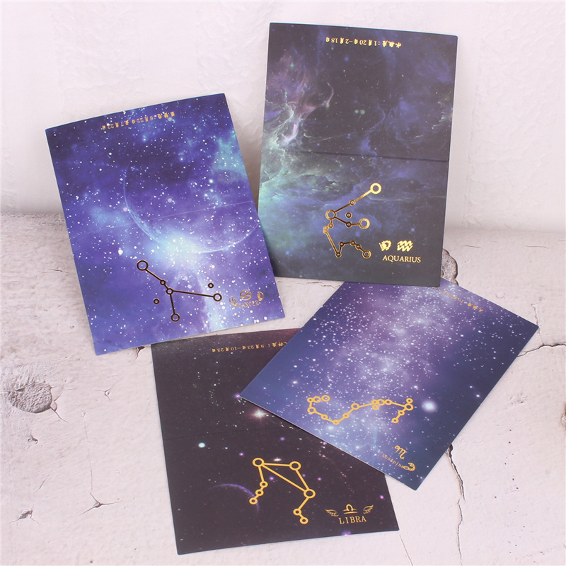 Doce constelación cielo estrellado bronceado tarjeta de felicitación Doble tarjeta universal tarjeta de felicitación de negocios Tarjeta de mensaje más sobre