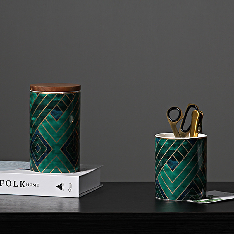 Estilo nórdico hogar cerámica sellado tarro café con tapa creativo tarro de almacenamiento decoración suave decoración al por mayor