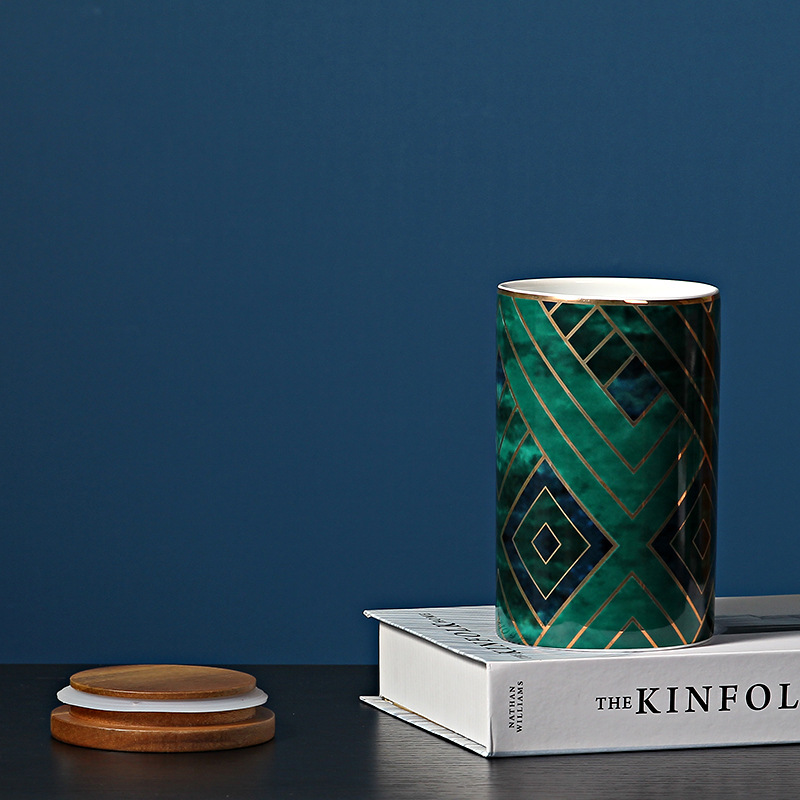 Estilo nórdico hogar cerámica sellado tarro café con tapa creativo tarro de almacenamiento decoración suave decoración al por mayor