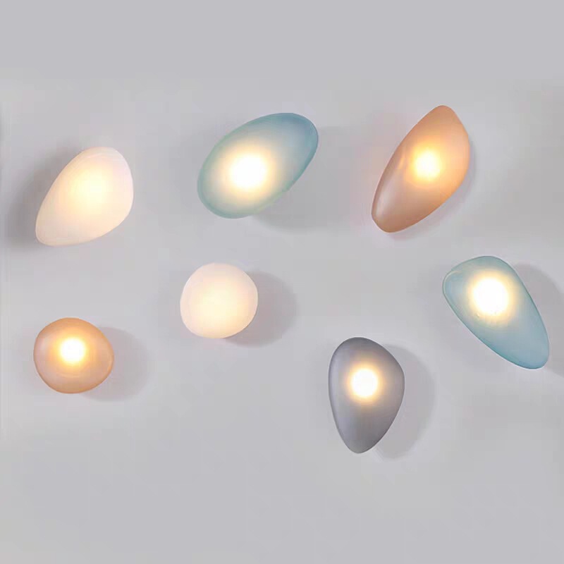 Nordic Bedroom Bedside Lamp Pebble Glass Wall Lamp Hotel Corridor Designer Corridor Model Room Master Bedroom Wall Lamp