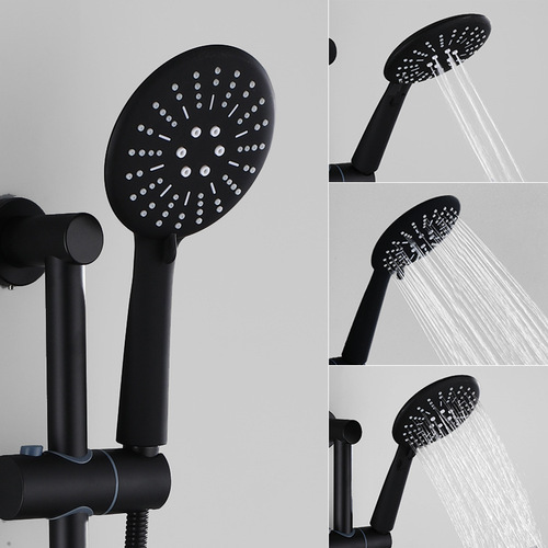 Black shower head set household pressurized shower rain pressurized handheld single shower head hose bathroom accessories