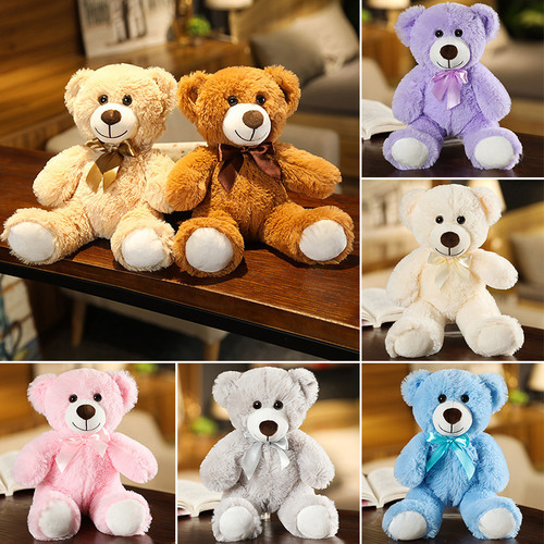 Cross-border New Colorful Bear Teddy Bear Doll Ribbon Bear Plush Toy Wedding Catch Doll Gift