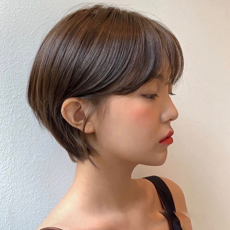 Peluca de las mujeres pelo corto que cubre el cabello blanco tapa de reemplazo de cabello peluca hembra real reemplazo de cabello bloque invisible natural falso cubierta de cabello