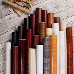 Wood grain sticker self-adhesive wallpaper thickened waterproof pvc boeing film wardrobe wardrobe desktop furniture renovation wallpaper