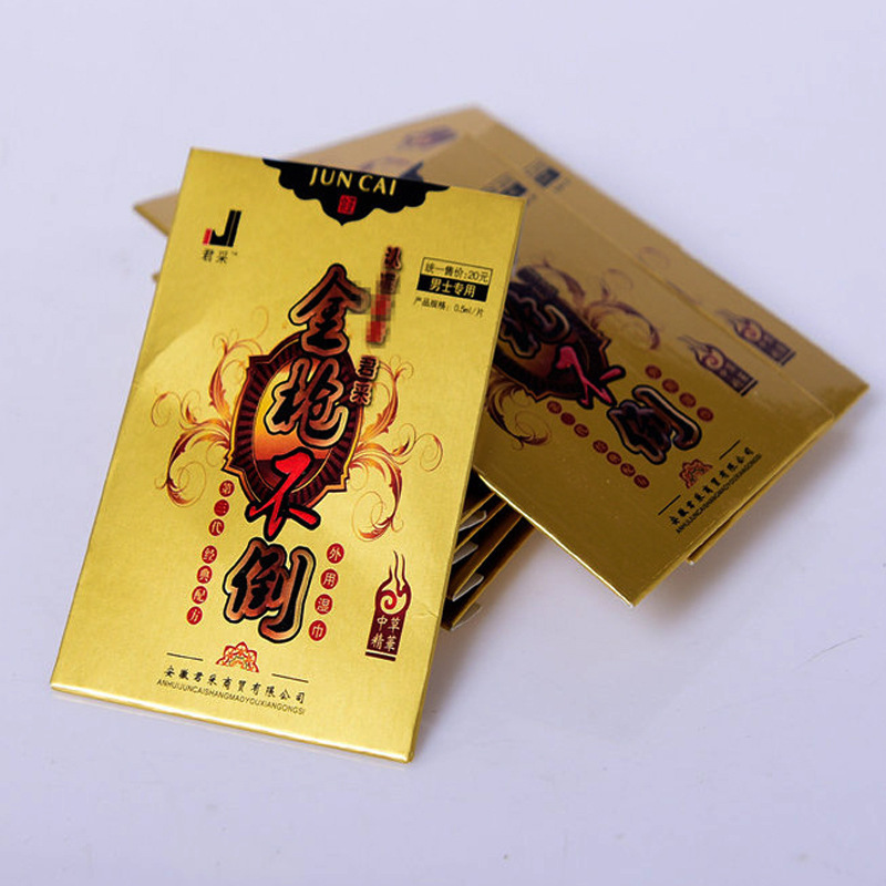 Juncai Men's External Use Gold Gun Non-Oil Wet Wipes 1 Piece Pack Delaying Long-Lasting Wet Wipes Adult Sex Toys Dropshipping