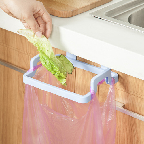 Hangable door-back garbage bag hook, plastic bag holder, multi-functional storage cabinet door rag hanging
