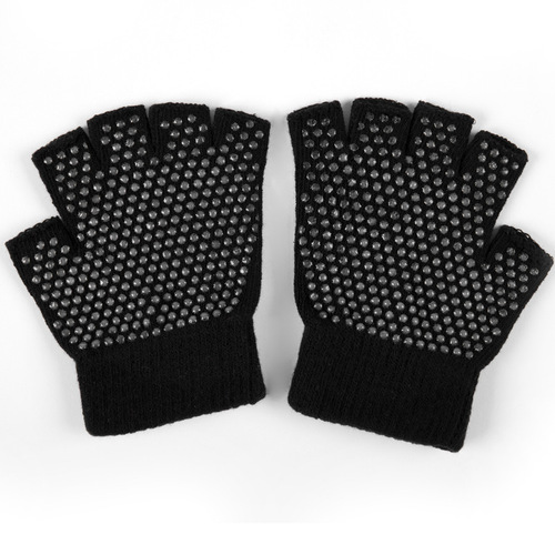 Fitness Anti-Slip Yoga Glove and Socks Set Summer Sweat Absorbent 100% Cotton with Gummy Half-Finger Gloves for Women Aerial Pilates