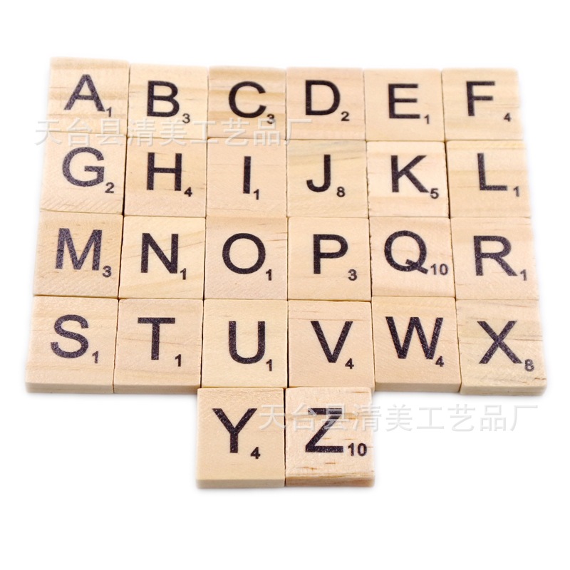 Cubo de pino 26 letras en inglés madera natural letras en inglés unidad 26 letras piezas de madera letras en inglés