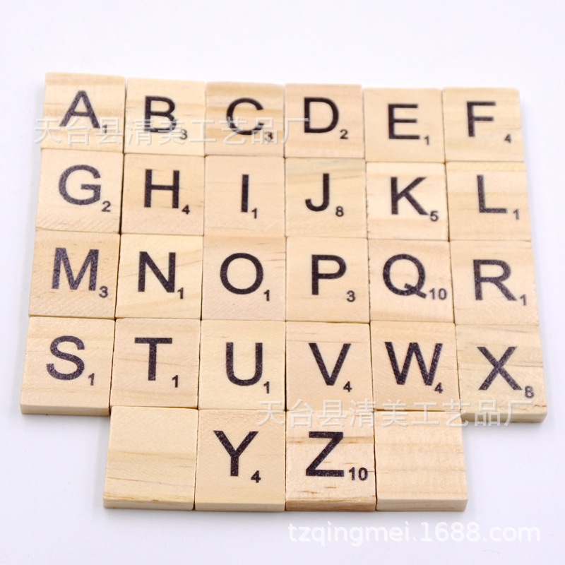 Cubo de pino 26 letras en inglés madera natural letras en inglés unidad 26 letras piezas de madera letras en inglés