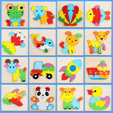 Rompecabezas personalizado para bebés y niños 1-2-3 años y medio niño niño niño de madera tridimensional desarrollo intelectual juguete educación temprana