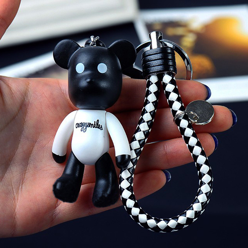 Factory tail plastic cartoon black and white violent bear doll pendant bag key chain pendant big head jewelry gift