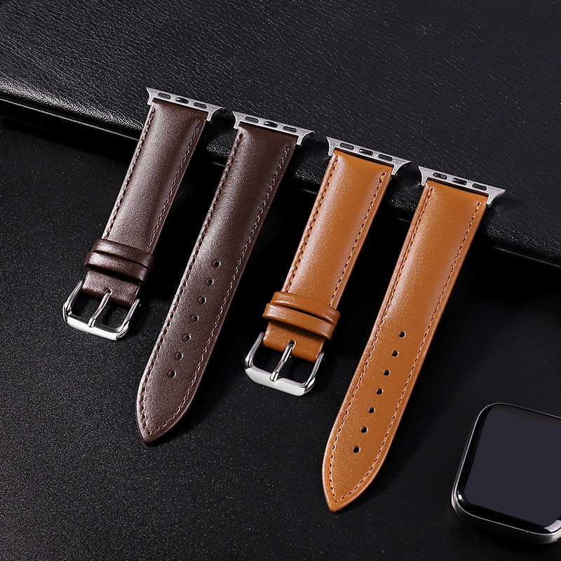 Suitable for apple watch business head layer cowhide pin buckle iwatch strap apple watch Belt Suitable for apple watch business head layer cowhide pin buckle iwatch strap apple watch Belt