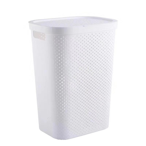 Large plastic laundry basket, bathroom dirty clothes Nordic storage basket, household large cover Japanese laundry basket