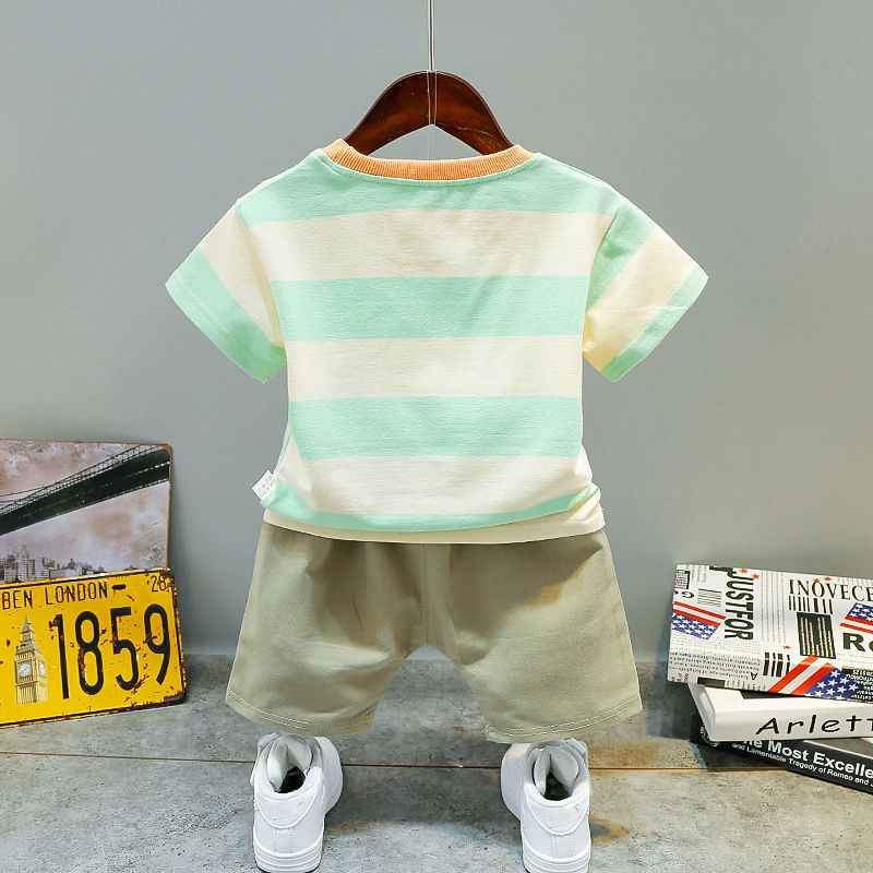 Набор для мальчиков, детская летняя одежда, шорты, с коротким рукавом
