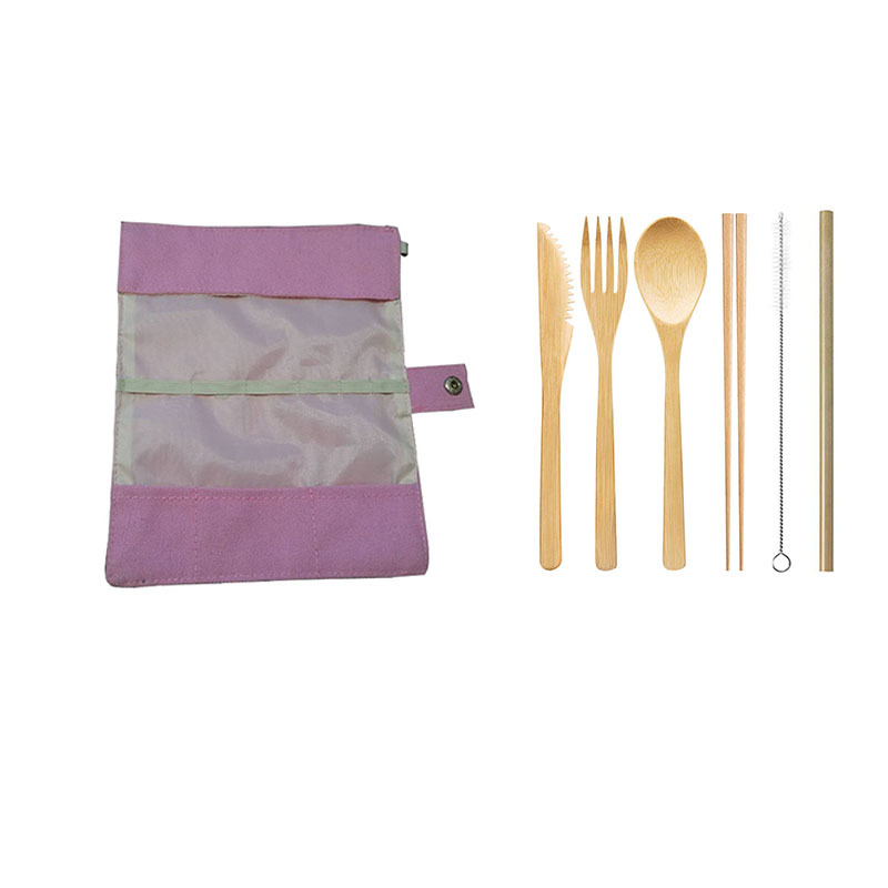 Amazon transfronteriza de bambú cuchillo, tenedor y cuchara traje de bambú viaje vajilla bolsa de almacenamiento vajilla bolsa de regalo
