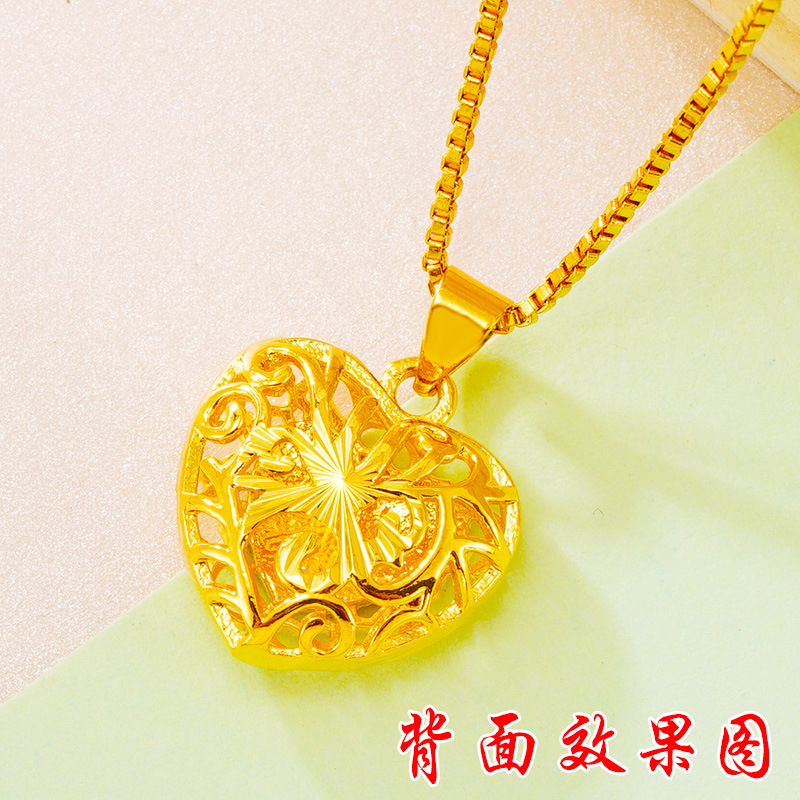 Moda amor Vietnam arena oro imitación 3D oro duro colgante de las mujeres de imitación simple 24K oro melocotón colgante del corazón accesorios de la joyería