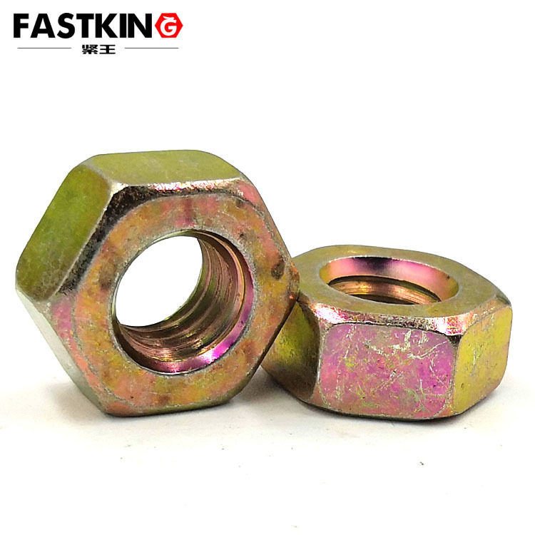 彩锌 六角螺母 DIN934 高强度碳钢4.8级 外六角螺帽 M3M4螺母螺丝