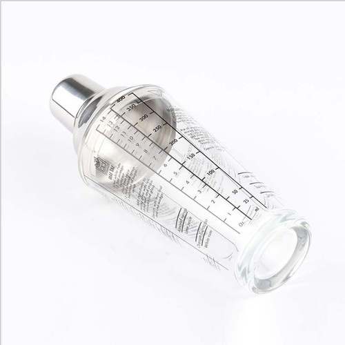 Cross-border sales of new stainless steel glass cocktail shaker with graduated glass milk tea glass 400ML