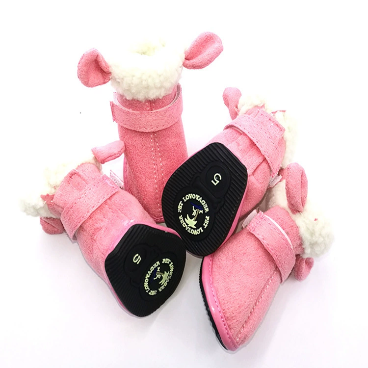 Новые теплые зимние ботинки для собак с ушками, нескользящие, износостойкие, для щенков и домашних животных, осенне-зимние, для снега