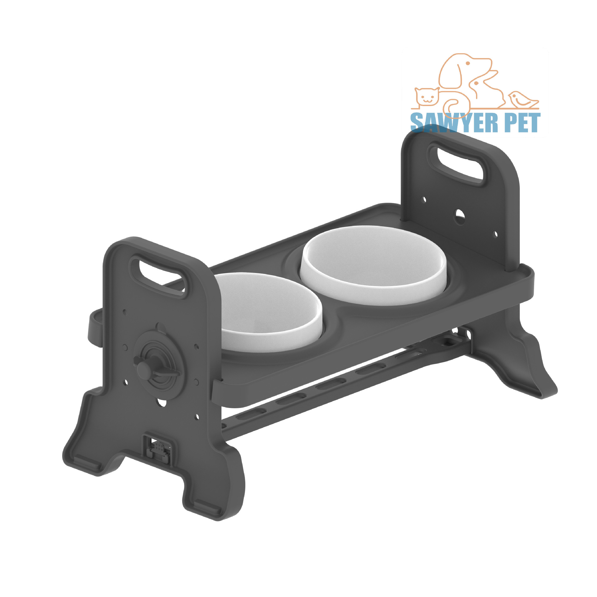 Altura ajustable Pet Bowl rack de elevación de acero inoxidable gato tazón de fuente de elevación de doble propósito perro tazón de fuente de alimentación inclinada estante