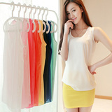 Шифоновый демисезонный базовый приятный телу жилет без рукавов, эффект подтяжки