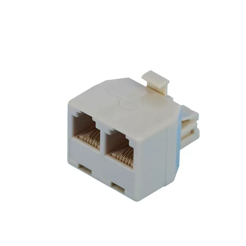 U102 6P4C 四芯电话分线盒 RJ11电话牛角一转二牛角 电话连接牛角