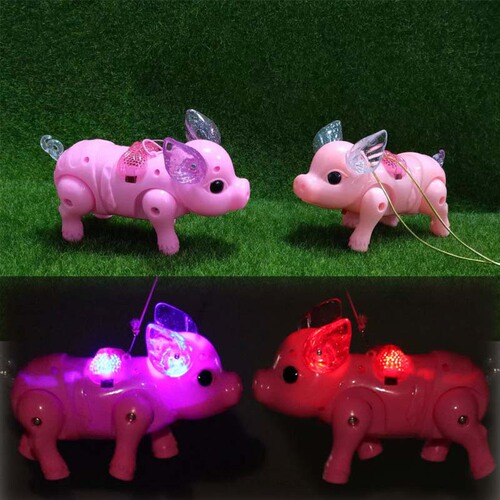 Factory direct sales 6628A electric leash pig, the same style of Internet celebrity pig children's leash animal light-up with music