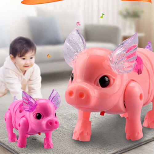 Factory direct sales 6628A electric leash pig, the same style of Internet celebrity pig children's leash animal light-up with music