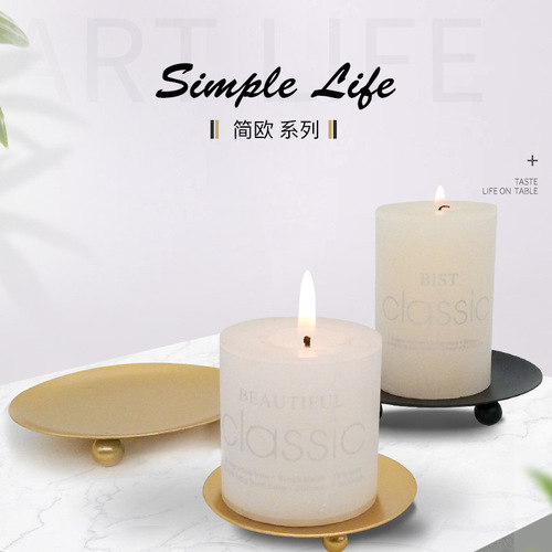 Amazon Mini Nordic Golden Iron Candle Holder Creative Simple Geometric Plate Romantic Candle Cup Table Ornament