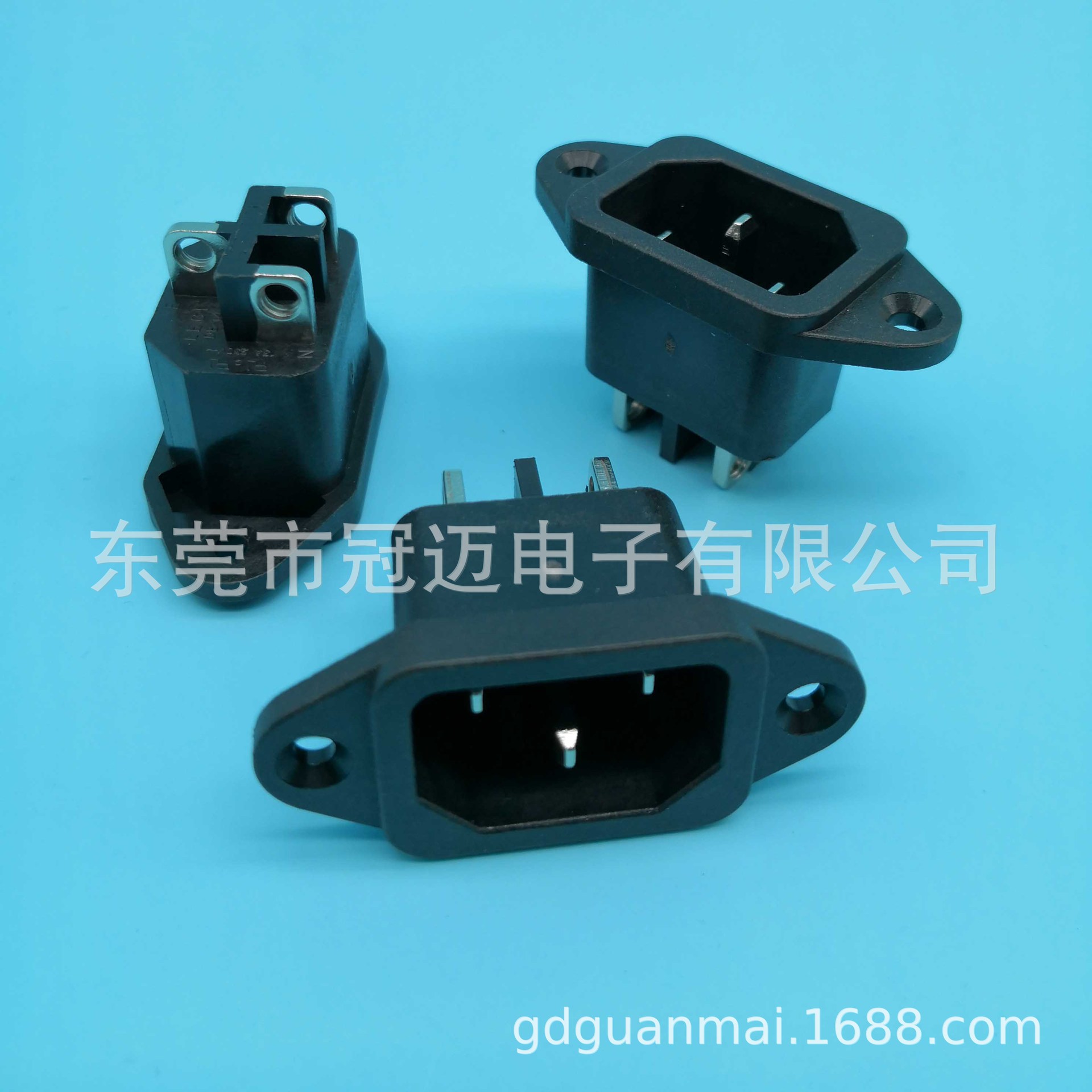 DB-14-1D 品字型电源插座 C14 品字尾公头 锁螺丝端子脚 15A250V