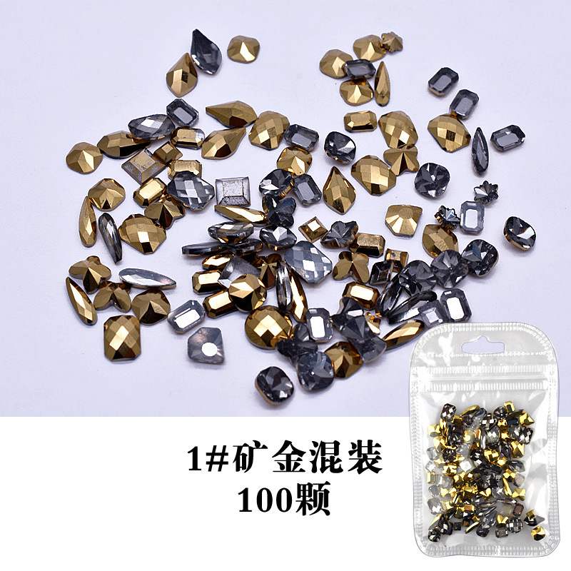 Flash 100 Unids desgaste de la resina de uñas joyería de uñas de diamantes de forma especial plana color mágico blanco AB uñas de color Rhinestone