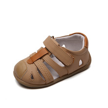 儿童学步鞋全真皮优质耐磨平底鞋 护脚儿童运动休闲包头凉鞋