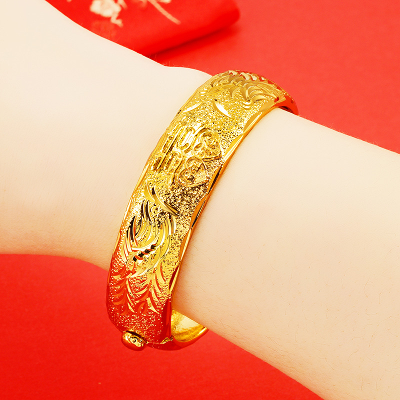 Joyería nupcial de la boda hebilla de dragón y Fénix pulsera de oro chapado en oro de la joyería de las mujeres de imitación pulsera de oro regalo de boda al por mayor