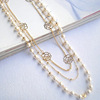 Demi-season accessory, long necklace from pearl, sweater, Korean style, wholesale, flowered