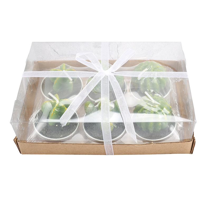 Fábrica al por mayor Shengkun suculenta cactus vela 6 piezas cumpleaños diseño artesanía vela en forma de flor vela