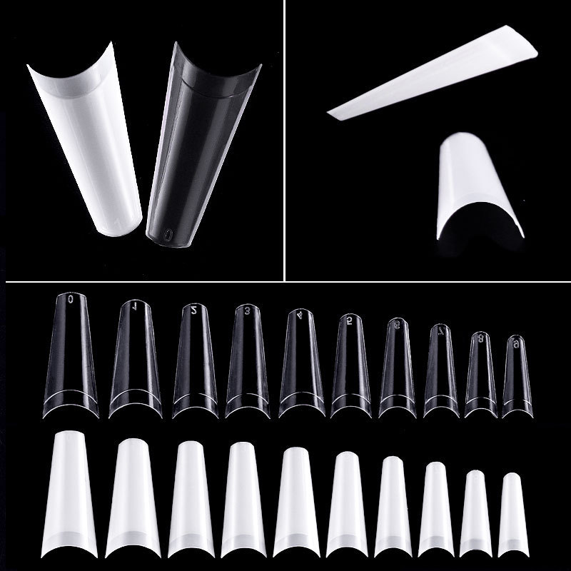 Cross-Border New Product Nails Salon Pointed Nails Fake Pieces Natural Transparent Color White 500 Pieces Ultra-Thin Nail Pieces