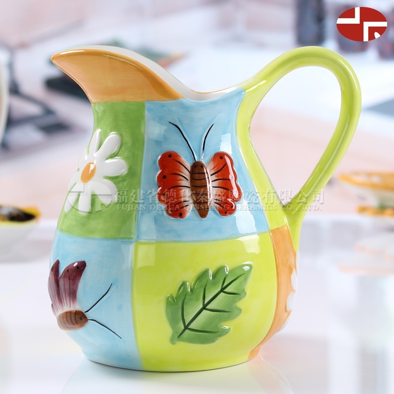 Exportación transfronteriza cerámica tetera de agua pintada tetera de flores casera taza de leche con mango taza de regalo casera logotipo