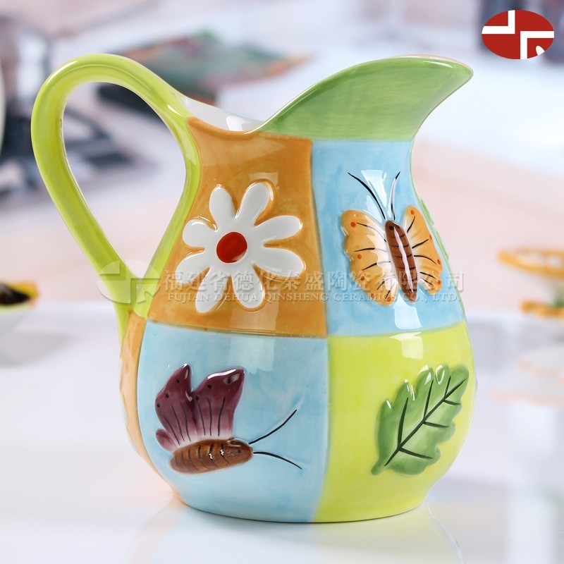 Exportación transfronteriza cerámica tetera de agua pintada tetera de flores casera taza de leche con mango taza de regalo casera logotipo