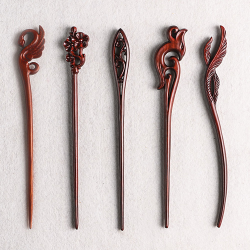 Small Zitan Wood Hairpin with Zitan Wood Hairpin, Chinese Style Wooden Hairpin for Updo, Classical Han Costume Accessory, Simple