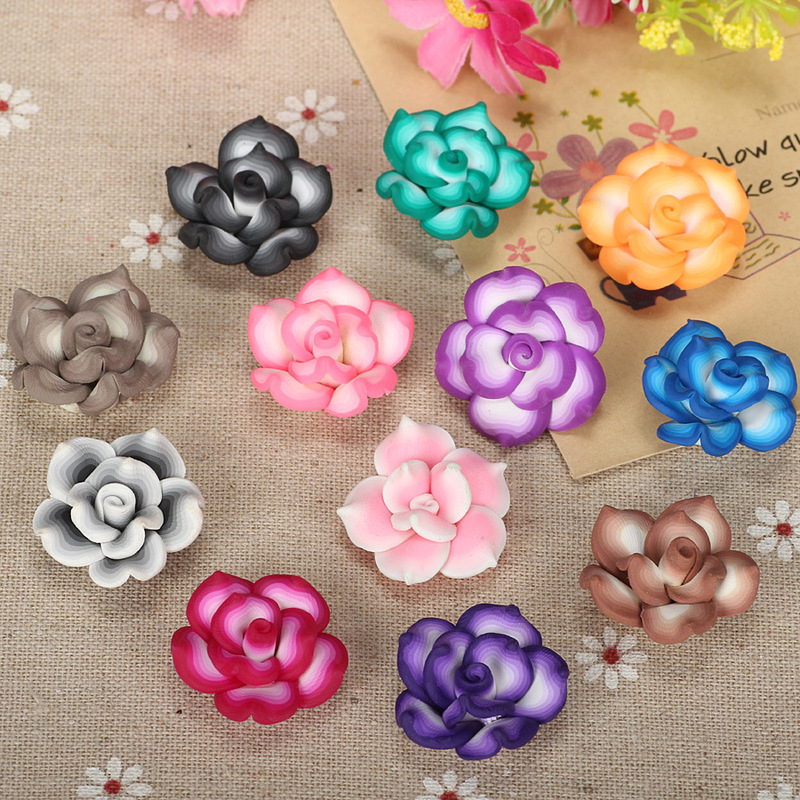 25mm vintage handmade soft pottery flower accessories diy clothing women's shoes hat decoration bow hair accessories necklace material