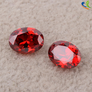 Wholesale Wuzhou gem 3A zircon egg-shaped ring surface naked stone garnet red cubic zirconia oval section with Stone