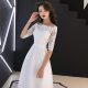 Bridal light wedding dress 2024 new off-shoulder outdoor yarn retro Hepburn style slimming simple Mori Super fairy