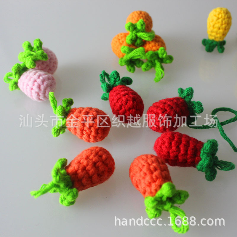DIY手钩菠萝毛线花服装辅料服饰工艺吊饰有现货共5色