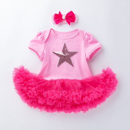 Cross-border Amazon Baby Superman Short-sleeved Harness Dress Two-piece Suit 0-2 Years Old Baby Girl Dress Trendy Children's Dress