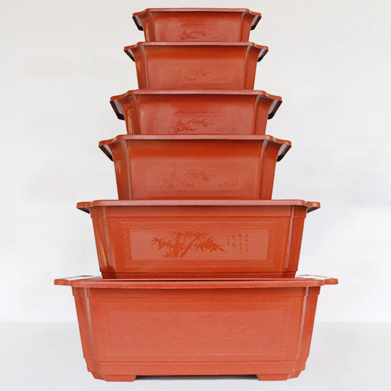 Пластиковый цветочный горшок с нулевой партией, утолщенный очень большой балкон, имитация керамики в стиле ретро, рассада бонсай, прямоугольные горшки для овощей