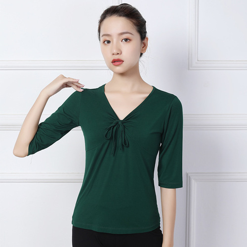 Modern Dance Exam Top, Adult Female Ballet Dress with Butterfly Bow, Practice Wear for Square Dance, Dance Costume for Modern Dance, Drop Ship