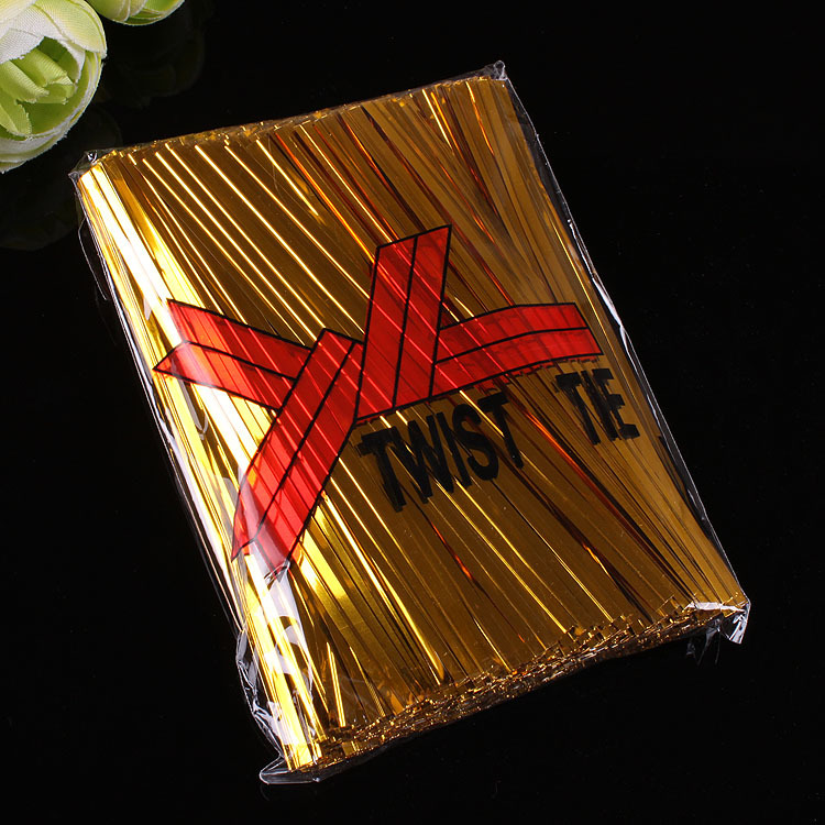 厂家直销 饰品包装配件 项链戒指固定扎丝 金色金属心扎带 10cm