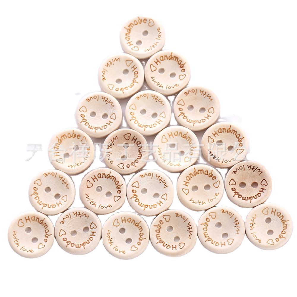 15MM en forma de cuenco tallado hecho a mano Amor de madera botones DIY accesorios de ropa botones de AliExpress