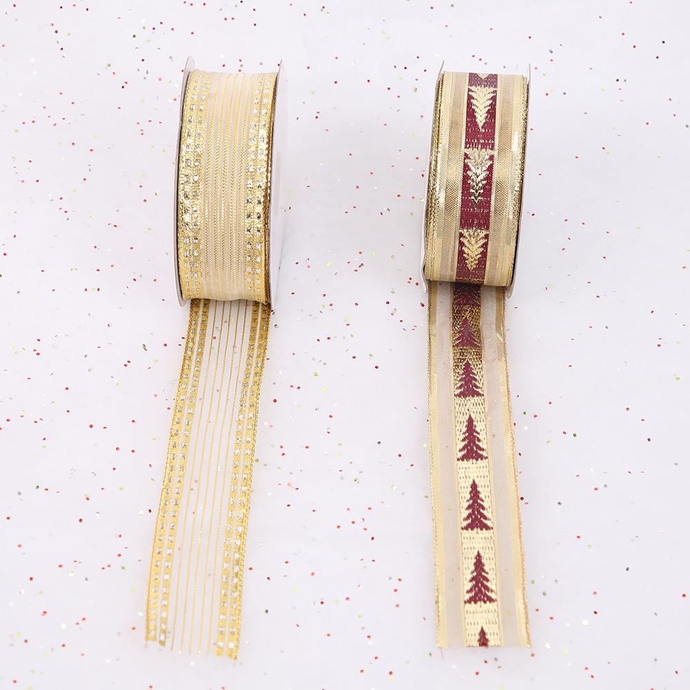 Transfronterizo nueva cinta de alambre de Navidad decoraciones de Navidad embalaje de regalo hecho a mano DIY cinta de dorado