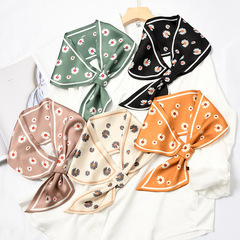 韓國氣質布扣領巾新款雙面絲巾長條圍巾女春秋薄百搭裝飾護頸圍巾